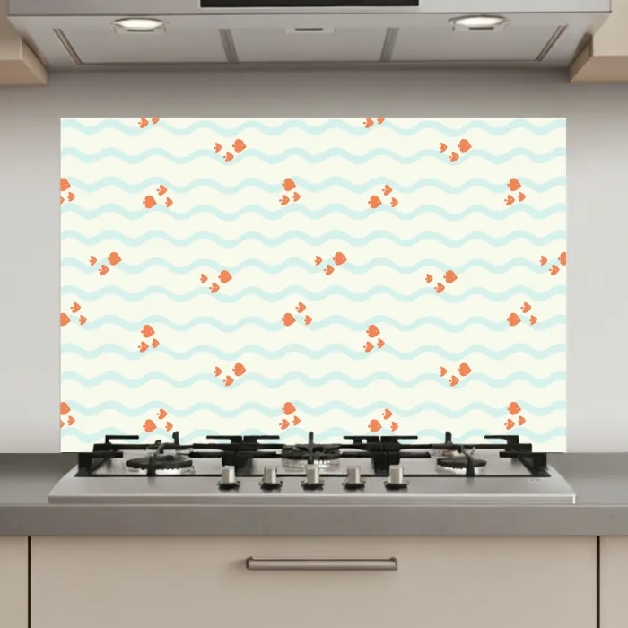 Golf - Vis - Blauw - Oranje keuken achterwand spatscherm klein 900 -3d_website
