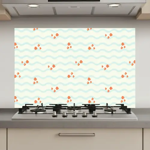 Golf - Vis - Blauw - Oranje keuken achterwand spatscherm klein 900 -3d_website