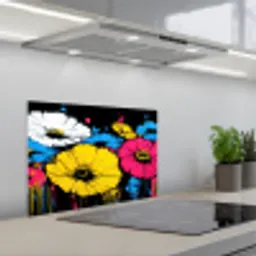 Graffiti - Bloemen - Kleur keuken achterwand spatscherm klein -3d_schuin