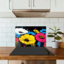 Graffiti - Bloemen - Kleur keuken achterwand spatscherm klein -sfeer2