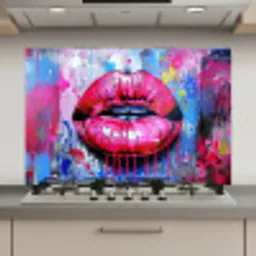 Graffiti - Lippen - Felroze - Geschilderd keuken achterwand spatscherm klein -3d_website