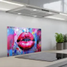 Graffiti - Lippen - Felroze - Geschilderd keuken achterwand spatscherm klein -3d_schuin