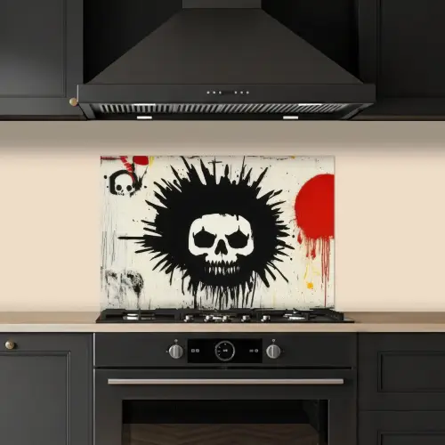 Graffiti - Schedel - Abstract - Rood keuken achterwand spatscherm klein -sfeer1