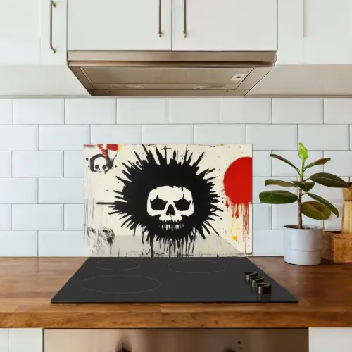 Graffiti - Schedel - Abstract - Rood keuken achterwand spatscherm klein -sfeer2