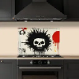 Graffiti - Schedel - Abstract - Rood keuken achterwand spatscherm klein -sfeer1