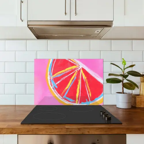 Grapefruit - Geschilderd - Roze - Strepen keuken achterwand spatscherm klein -sfeer2