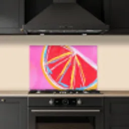 Grapefruit - Geschilderd - Roze - Strepen keuken achterwand spatscherm klein -sfeer1