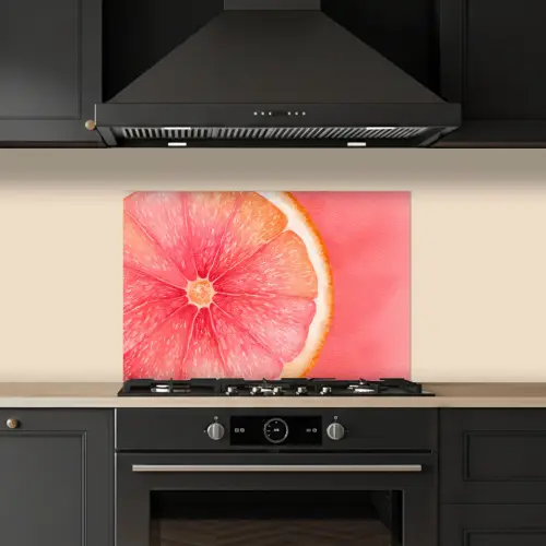 Grapefruit - Roze - Levendig keuken achterwand spatscherm klein -sfeer1