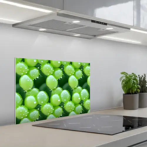 Druiven - Groen - Druppels keuken achterwand spatscherm klein 900 -3d_schuin