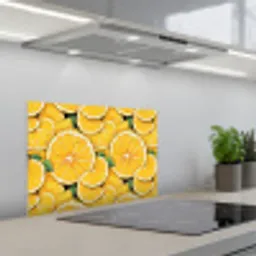 Grafisch - Citroenschijven - Blaadjes keuken achterwand spatscherm klein 900 -3d_schuin