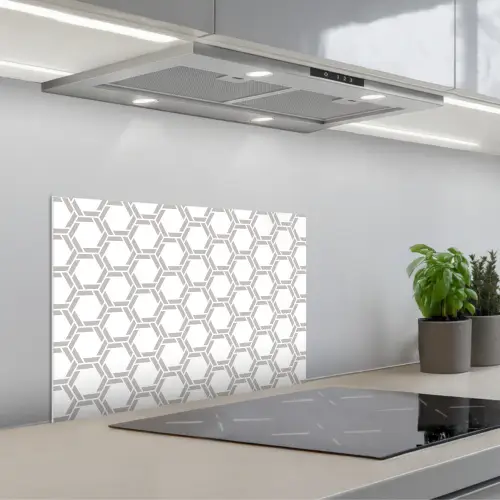 Grafisch - Patroon - Modern keuken achterwand spatscherm klein 900 -3d_schuin