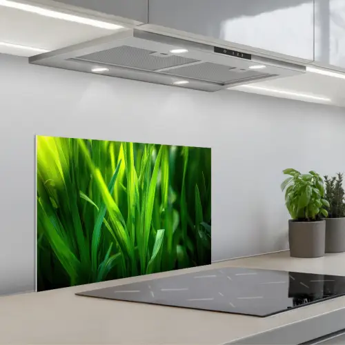 Grassprieten - Lichtinval - Groen keuken achterwand spatscherm klein -3d_schuin