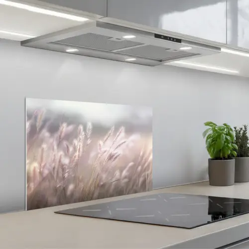 Graspluimen - Wind - Beige - Mistig keuken achterwand spatscherm klein -3d_schuin