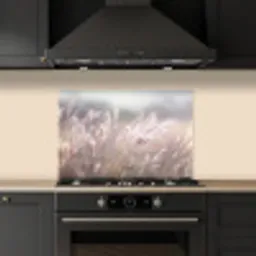 Graspluimen - Wind - Beige - Mistig keuken achterwand spatscherm klein -sfeer1