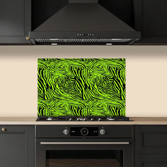 Groen - Zwart - Zebra keuken achterwand spatscherm klein 900 -sfeer1
