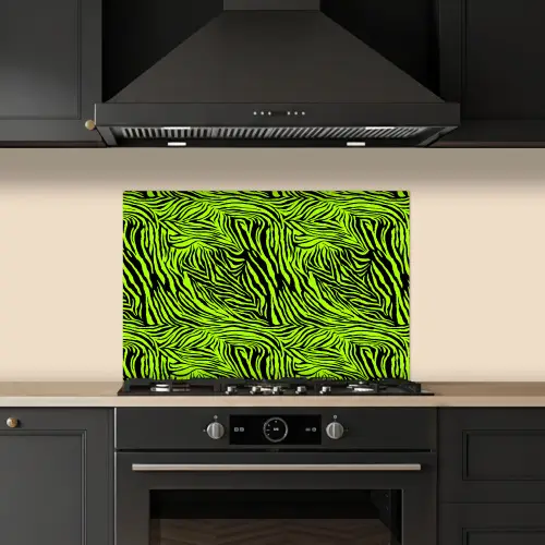 Groen - Zwart - Zebra keuken achterwand spatscherm klein 900 -sfeer1