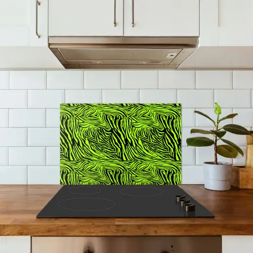 Groen - Zwart - Zebra keuken achterwand spatscherm klein 900 -sfeer2