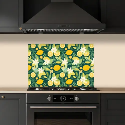 Groen - Bloemen - Citroenpartjes keuken achterwand spatscherm klein 900 -sfeer1