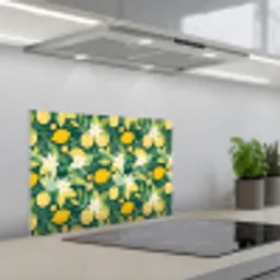 Groen - Bloemen - Citroenpartjes keuken achterwand spatscherm klein 900 -3d_schuin