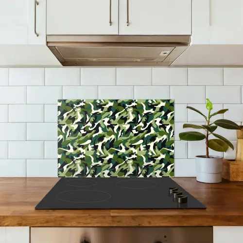Groen - Vloeiend - Camouflage keuken achterwand spatscherm klein 900 -sfeer2