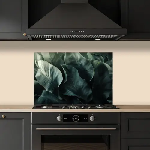 Groen - Bladeren - Glad - Nerven keuken achterwand spatscherm klein -sfeer1