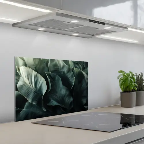 Groen - Bladeren - Glad - Nerven keuken achterwand spatscherm klein -3d_schuin