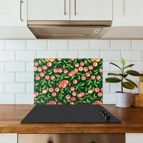 Groen - Rood - Kersen - Bladeren keuken achterwand spatscherm klein 900 -sfeer2