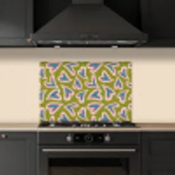 Groen - Retro - Hartjes - Patroon keuken achterwand spatscherm klein 900 -sfeer1