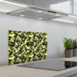 Groen - Geel - Camouflage - Patroon keuken achterwand spatscherm klein 900 -3d_schuin