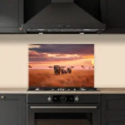 Groep olifanten - Open vlakte - Zon keuken achterwand spatscherm klein -sfeer1