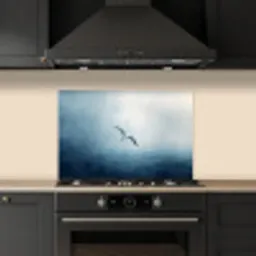 Meeuw - Wit - Zee - Mistig keuken achterwand spatscherm klein -sfeer1