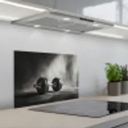 Halter - Gewichten - Zwart keuken achterwand spatscherm klein -3d_schuin