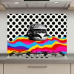 Hamburger - Stippen - Golven - Kleuren keuken achterwand spatscherm klein -3d_website