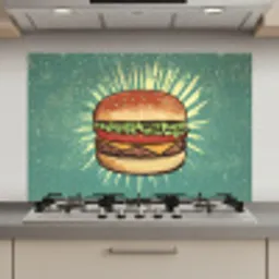 Hamburger - Illustratie - Sla - Kaas keuken achterwand spatscherm klein -3d_website