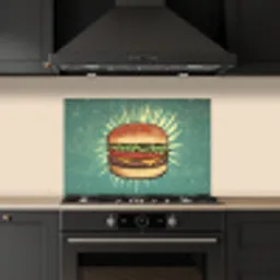 Hamburger - Illustratie - Sla - Kaas keuken achterwand spatscherm klein -sfeer1