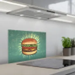 Hamburger - Illustratie - Sla - Kaas keuken achterwand spatscherm klein -3d_schuin
