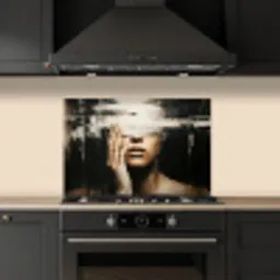 Hand - Gezicht - Strepen - Abstract keuken achterwand spatscherm klein -sfeer1
