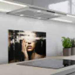 Hand - Gezicht - Strepen - Abstract keuken achterwand spatscherm klein -3d_schuin