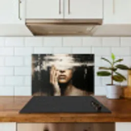 Hand - Gezicht - Strepen - Abstract keuken achterwand spatscherm klein -sfeer2