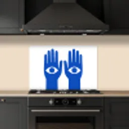 Handen - Twee - Ogen - Blauw keuken achterwand spatscherm klein -sfeer1