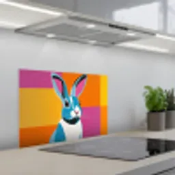Haas - Kleurvakken - Oren - Roze keuken achterwand spatscherm klein -3d_schuin