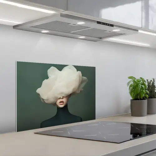 Hoed - Vrouw - Beige keuken achterwand spatscherm klein -3d_schuin