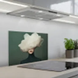 Hoed - Vrouw - Beige keuken achterwand spatscherm klein -3d_schuin