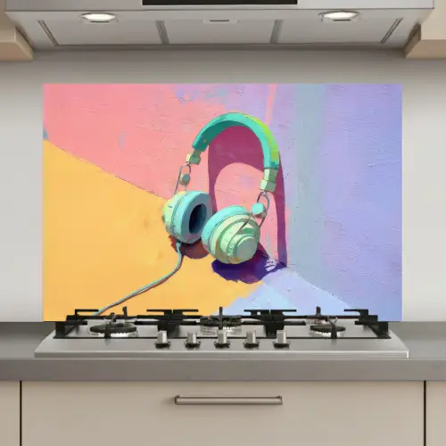 Koptelefoon - Mintgroen - Draad keuken achterwand spatscherm klein -3d_website
