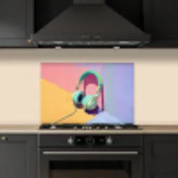 Koptelefoon - Mintgroen - Draad keuken achterwand spatscherm klein -sfeer1