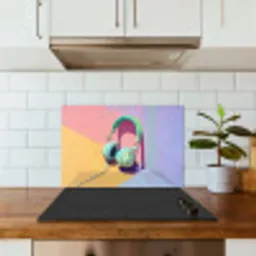 Koptelefoon - Mintgroen - Draad keuken achterwand spatscherm klein -sfeer2