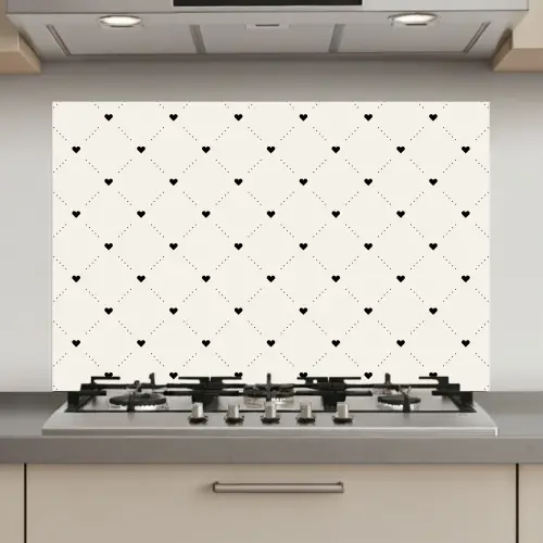 Hart - Dotline - Wit - Zwart keuken achterwand spatscherm klein 900 -3d_website