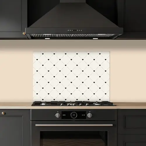 Hart - Dotline - Wit - Zwart keuken achterwand spatscherm klein 900 -sfeer1