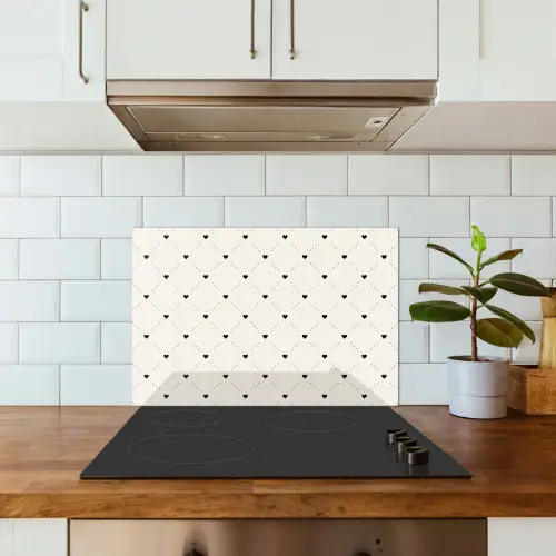 Hart - Dotline - Wit - Zwart keuken achterwand spatscherm klein 900 -sfeer2