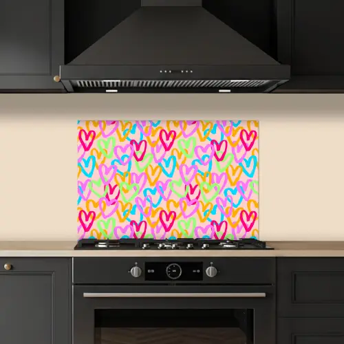 Hart - Neon - Patroon - Kleur keuken achterwand spatscherm klein 900 -sfeer1